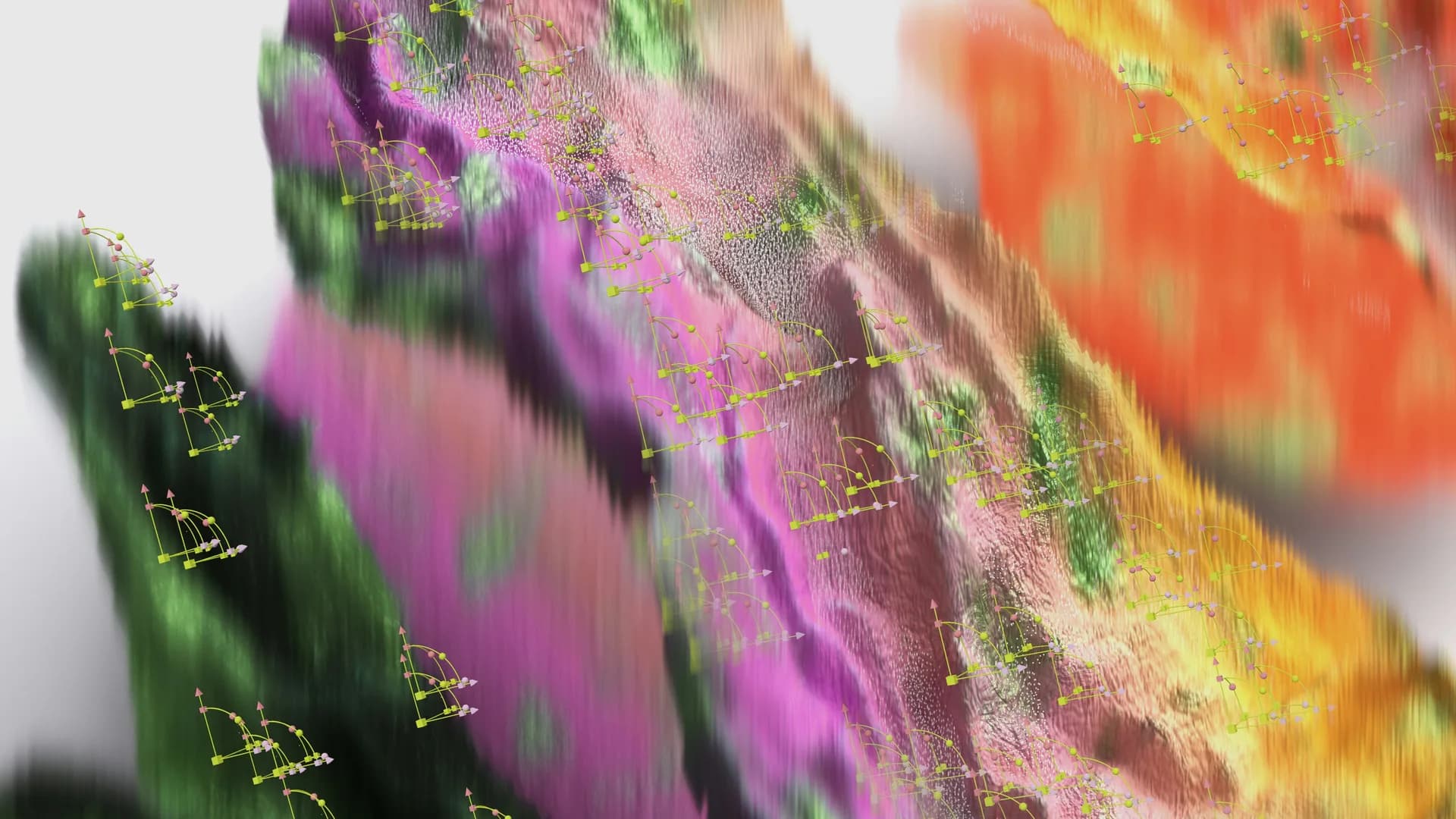 Google DeepMind Visualising AI illustration with colorful 3D surfaces and neural network overlays