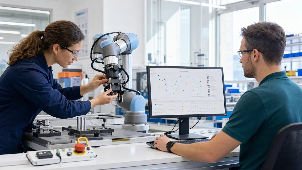 A robotics operator preparing a real-world capture task