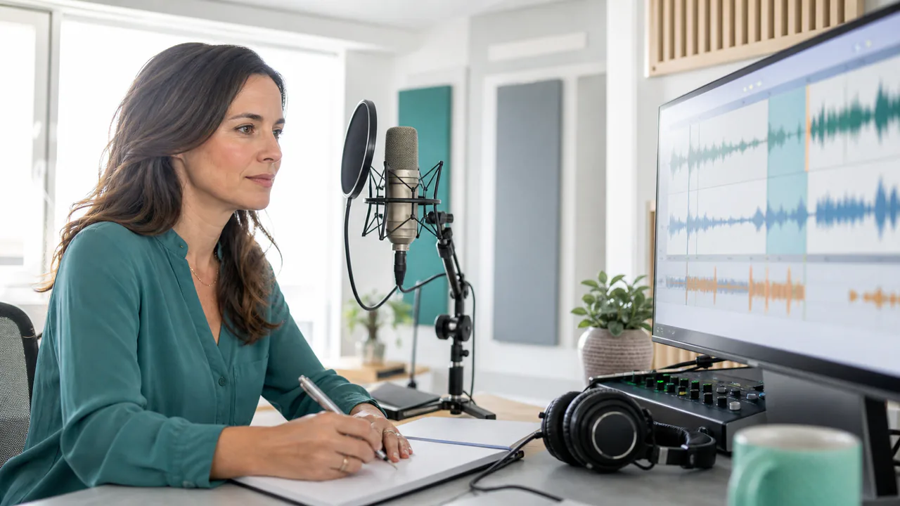 A voice contributor recording speech in a controlled environment
